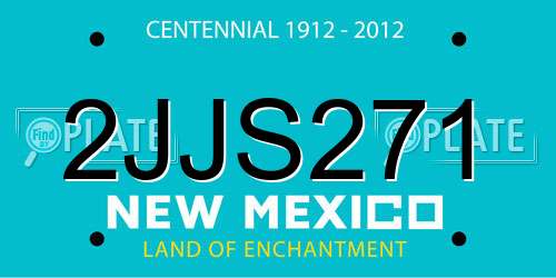 2JJS271 New Mexico License Plate