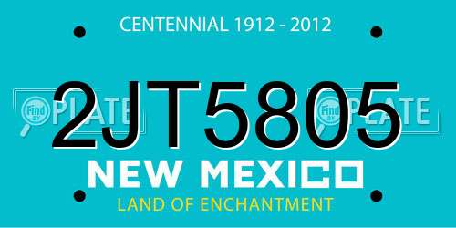 2JT5805 New Mexico License Plate