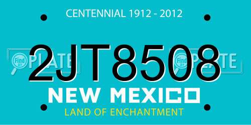 2JT8508 New Mexico License Plate
