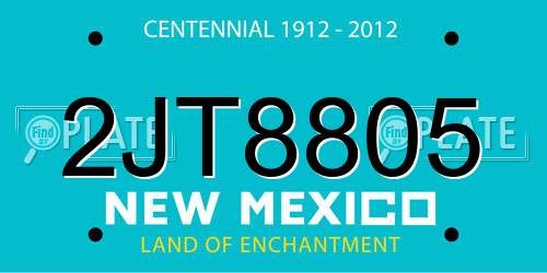 2JT8805 New Mexico License Plate