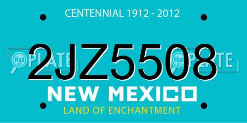 2JZ5508 New Mexico License Plate