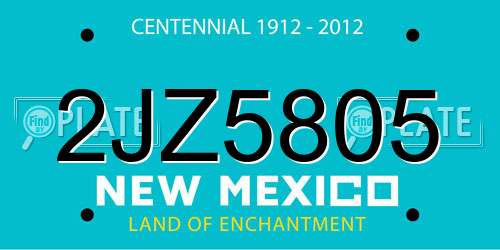 2JZ5805 New Mexico License Plate