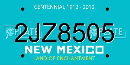 2JZ8505 New Mexico License Plate