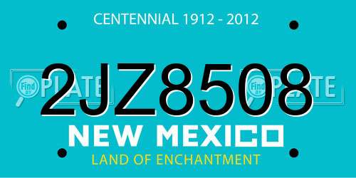 2JZ8508 New Mexico License Plate
