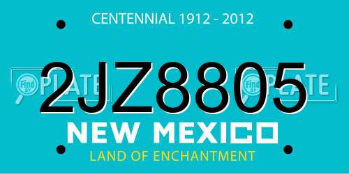 2JZ8805 New Mexico License Plate