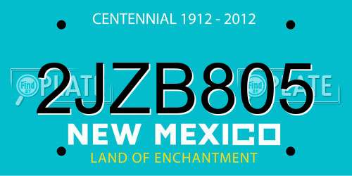 2JZB805 New Mexico License Plate