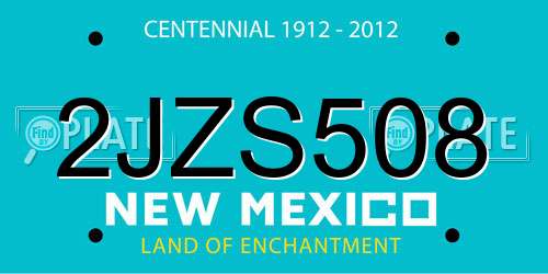 2JZS508 New Mexico License Plate