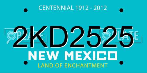 2KD2525 New Mexico License Plate