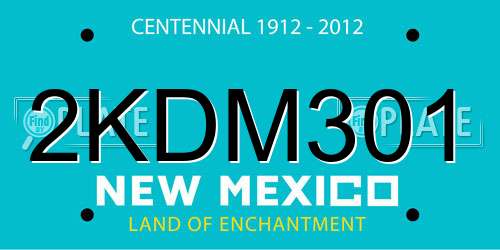 2KDM301 New Mexico License Plate