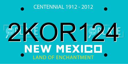 2KOR124 New Mexico License Plate