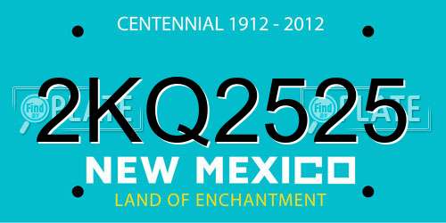 2KQ2525 New Mexico License Plate