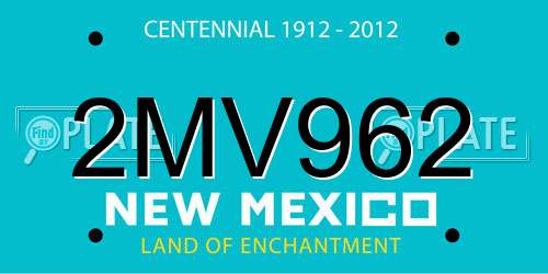 2MV962 New Mexico License Plate
