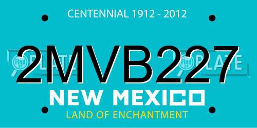 2MVB227 New Mexico License Plate