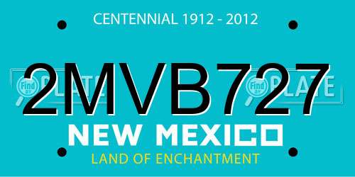 2MVB727 New Mexico License Plate