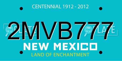 2MVB777 New Mexico License Plate