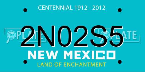 2N02S5 New Mexico License Plate