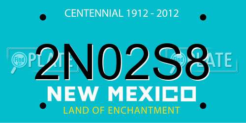 2N02S8 New Mexico License Plate