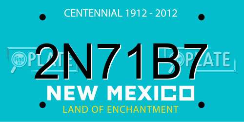2N71B7 New Mexico License Plate