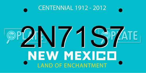 2N71S7 New Mexico License Plate