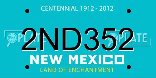 2ND352 New Mexico License Plate
