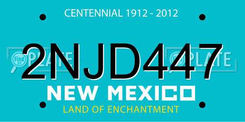 2NJD447 New Mexico License Plate