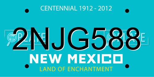 2NJG588 New Mexico License Plate