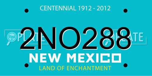 2NO288 New Mexico License Plate