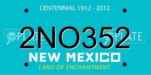 2NO352 New Mexico License Plate