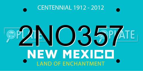 2NO357 New Mexico License Plate