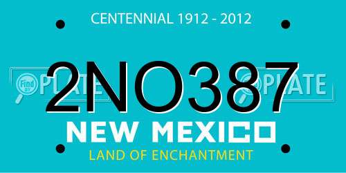 2NO387 New Mexico License Plate
