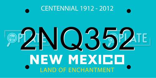 2NQ352 New Mexico License Plate