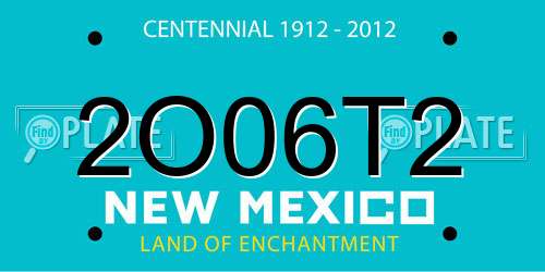 2O06T2 New Mexico License Plate