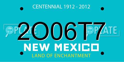 2O06T7 New Mexico License Plate