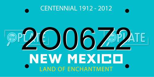 2O06Z2 New Mexico License Plate