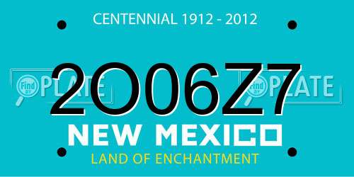 2O06Z7 New Mexico License Plate