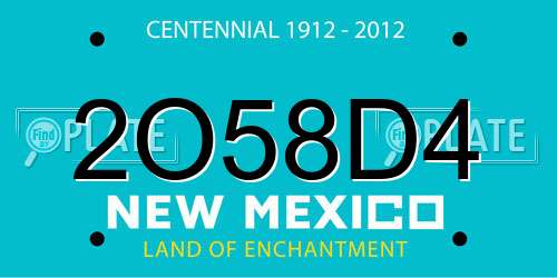 2O58D4 New Mexico License Plate