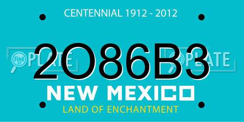 2O86B3 New Mexico License Plate