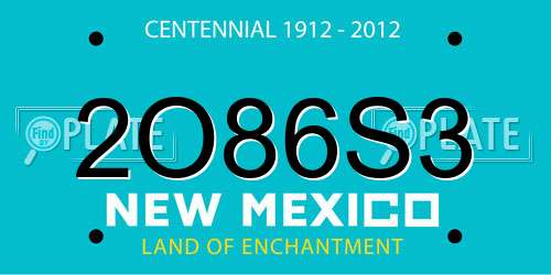 2O86S3 New Mexico License Plate