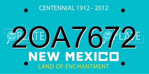 2OA7672 New Mexico License Plate