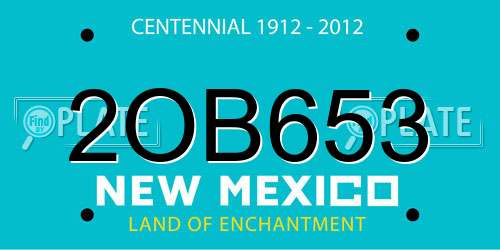 2OB653 New Mexico License Plate