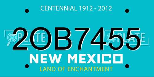 2OB7455 New Mexico License Plate