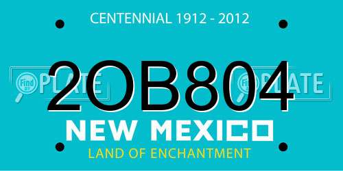 2OB804 New Mexico License Plate