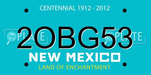 2OBG53 New Mexico License Plate