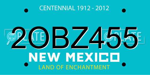 2OBZ455 New Mexico License Plate
