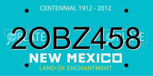 2OBZ458 New Mexico License Plate
