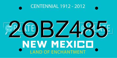 2OBZ485 New Mexico License Plate