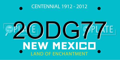 2ODG77 New Mexico License Plate