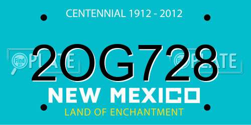 2OG728 New Mexico License Plate