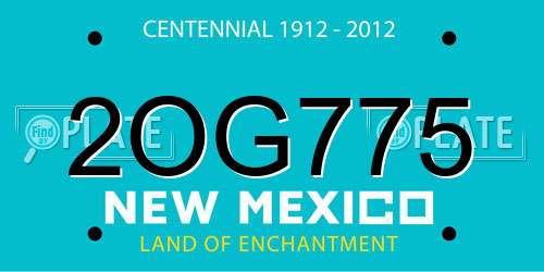 2OG775 New Mexico License Plate