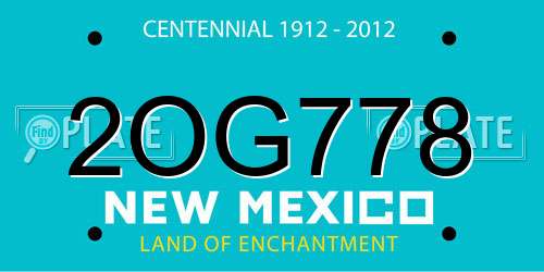 2OG778 New Mexico License Plate